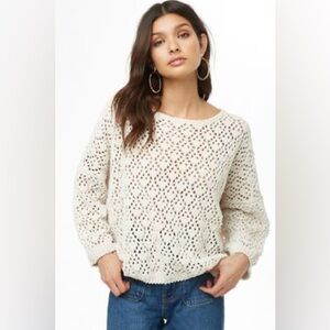 Coldwater Creek Ivory Crochet Sweater